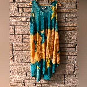 India Blue Rayon Summer Dress One Size Fits Most